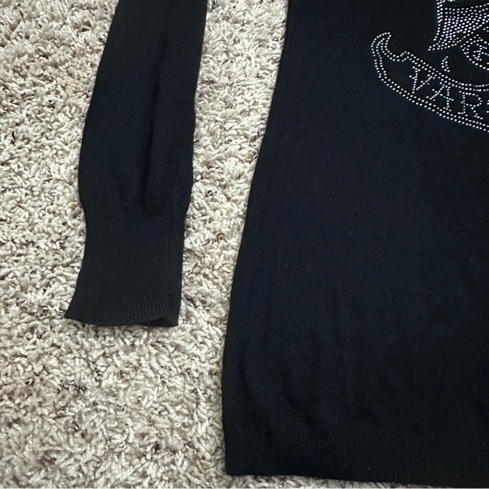 Ed Hardy Black Rhinestone Tattoo Tunic Sweater Women’s Size Small Y2K SK8 Fitted - Picture 7 of 16